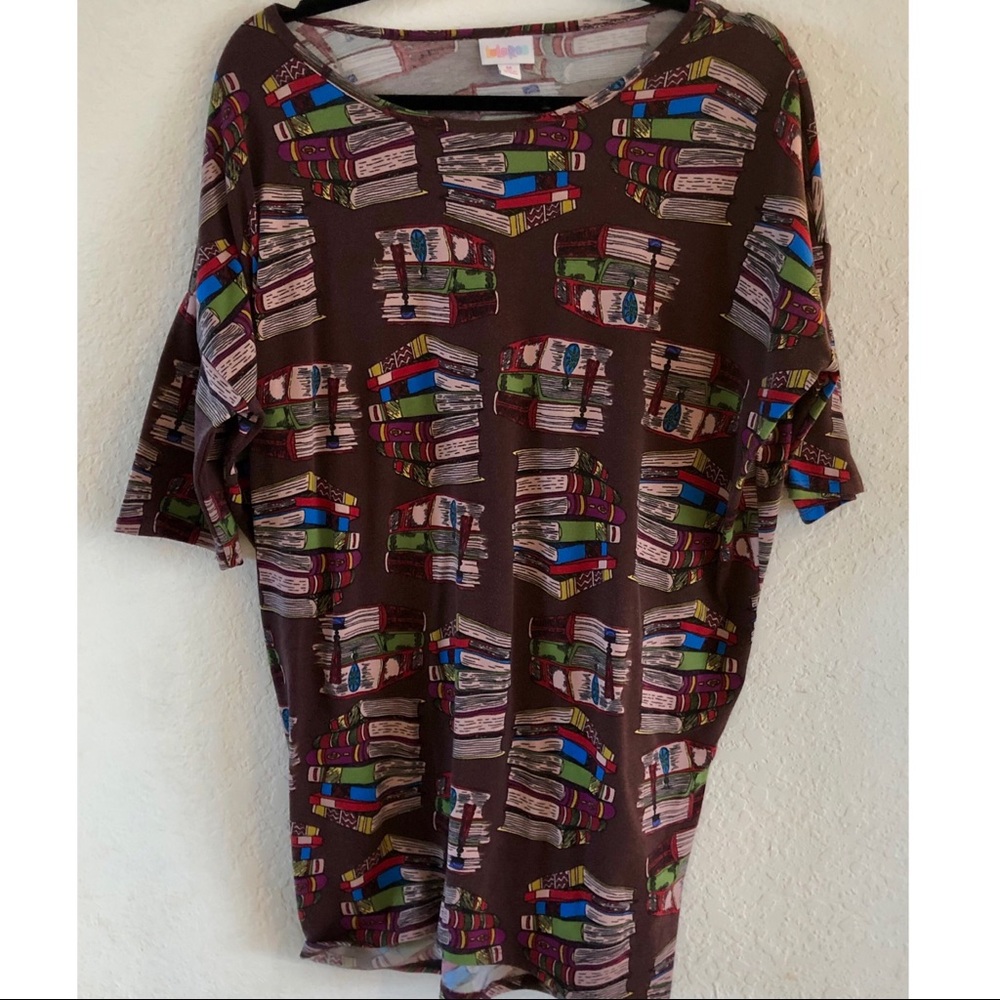LuLaRoe Dark Purple Book Irma size Medium